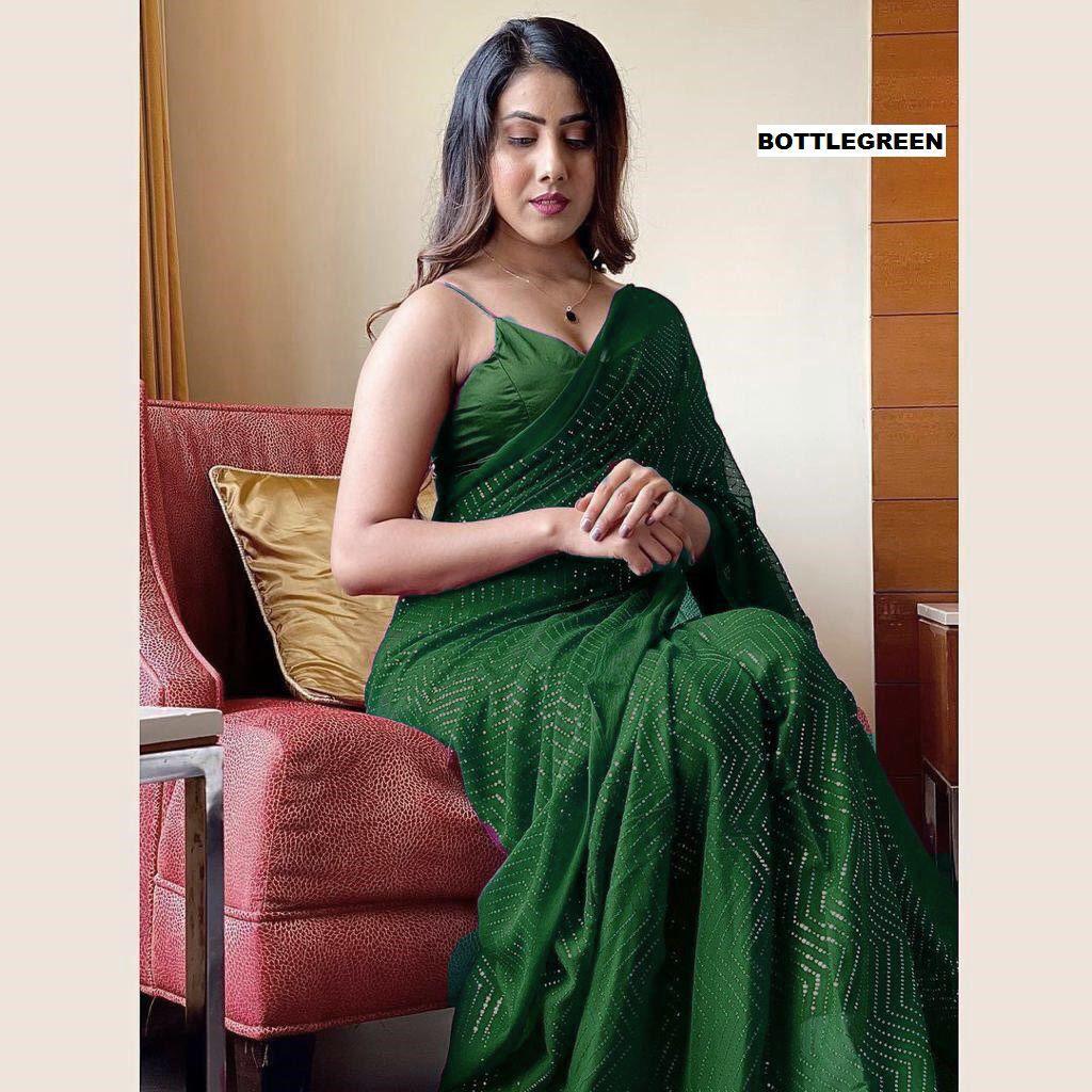 253 Beautiful Fancy Ethnic Wear Sequence Georgette Designer Saree Collection